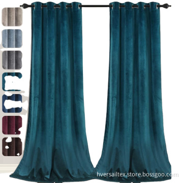 Soft Textured Blackout Velvet Window Curtain Drapes